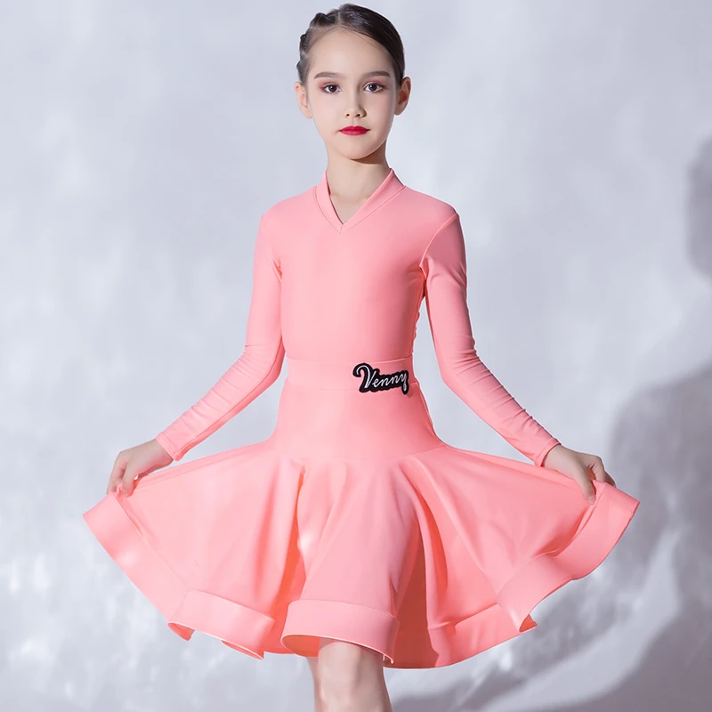 薇妮舞美拉丁舞服女童分体2025新款长袖专业国标舞比赛规定服春夏