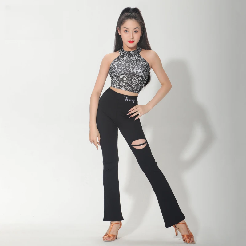 薇妮舞美拉丁舞服无袖上衣裤子套装练功服 VLL22121+VLC23125