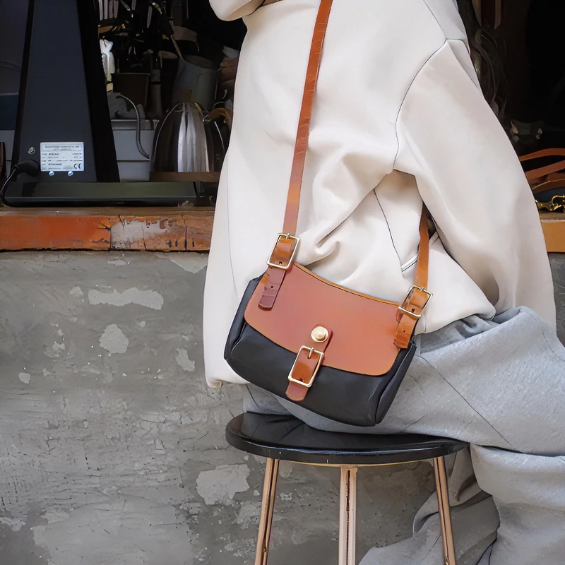 缦物秋冬新款小耳朵单肩斜挎复古风休闲单肩斜挎包腋下包手工定制