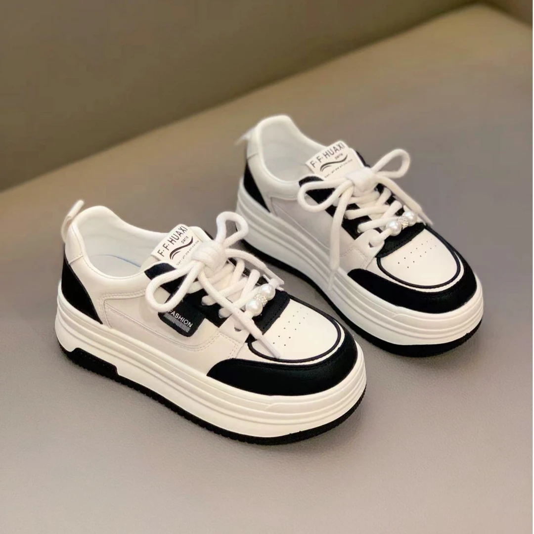 舒适小白鞋女2024新款松糕鞋子厚底加绒运动鞋百搭轻便休闲板鞋女