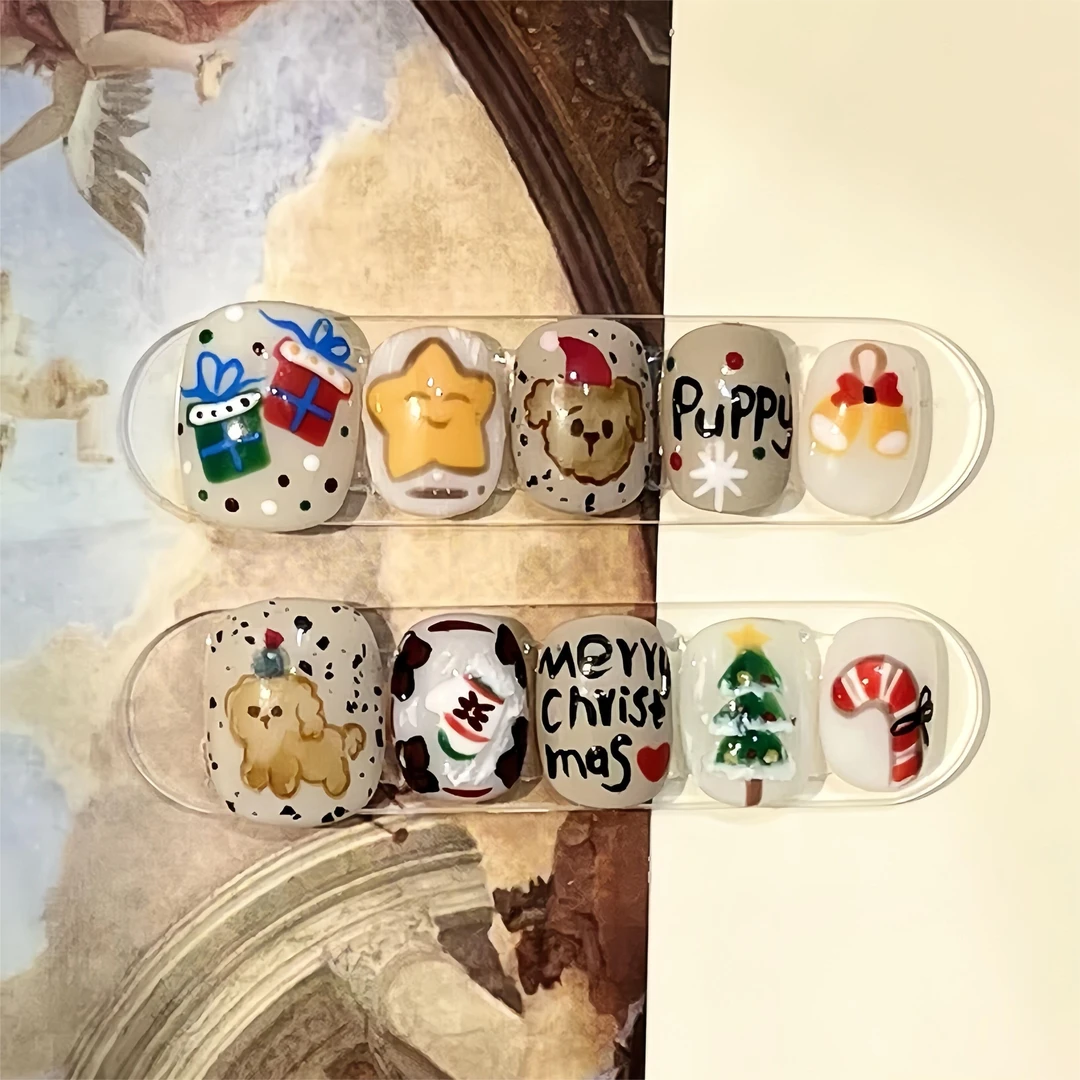 温馨圣诞 秋野纯手工穿戴甲 可爱款