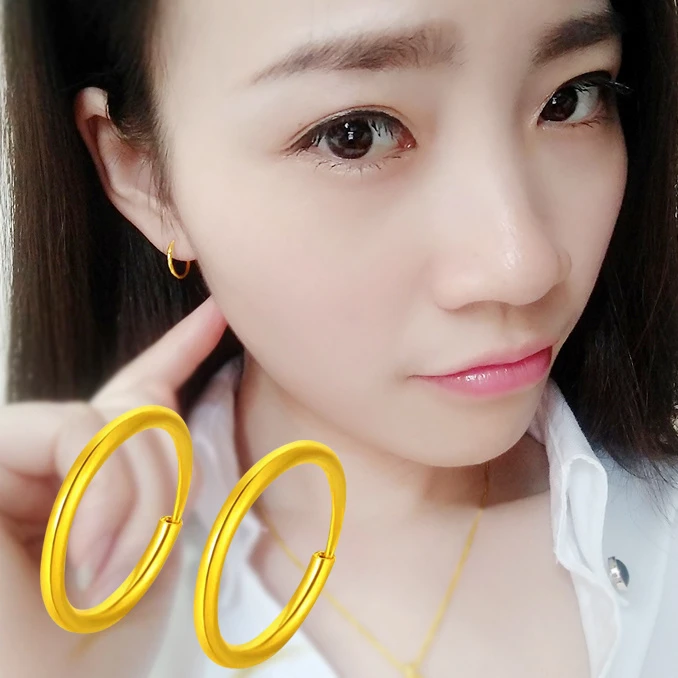 铜合金耳饰 时尚简约素面抛光潮流圈圈鼠尾耳圈 迷你光面圈耳环女