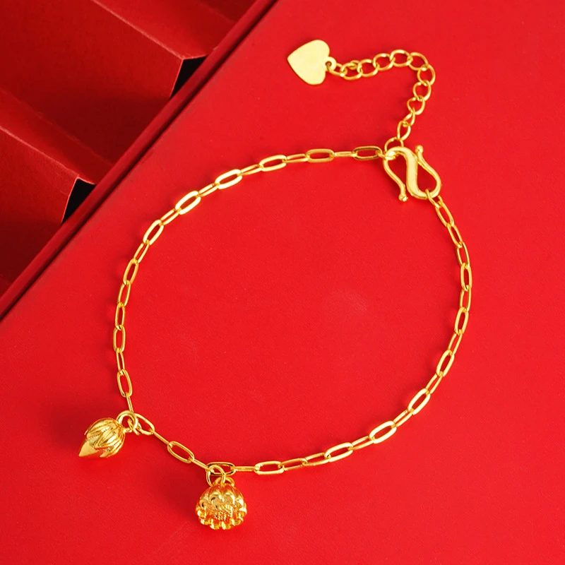 铜合金手链 莲蓬手链中国风莲花吉祥饰品两世欢手饰 气质女士手链