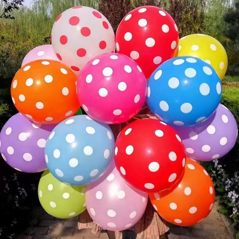 12寸加厚气球印刷圆点汽球波点斑点拍照生日开业婚庆布置装饰礼品