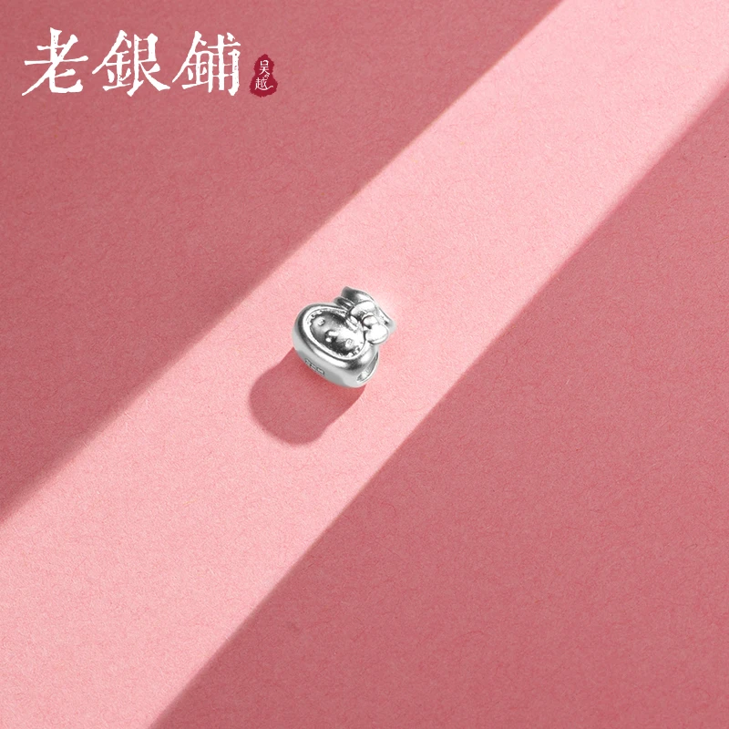 吴越老银铺 足银银制品 足银999可爱猫福袋古法纯银简约diy