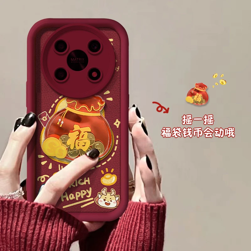 适用荣耀x30手机壳ADY-AN00高级彩绘创意防摔女款个性女钱币福袋