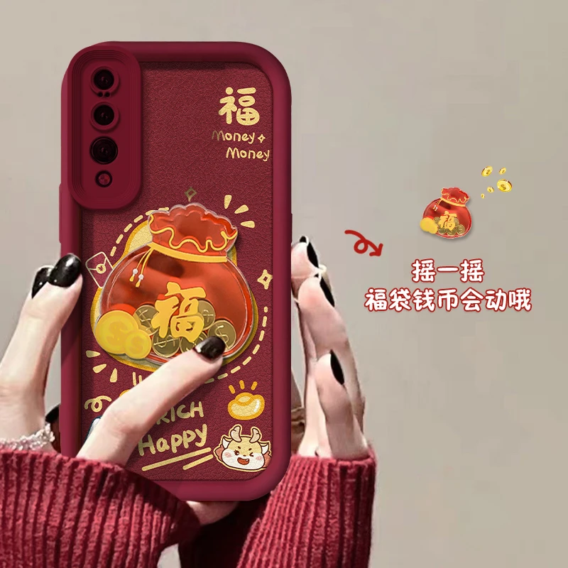 适用华为p20pro手机壳CLT-AL00防摔创意全包女款高级彩绘钱币福袋