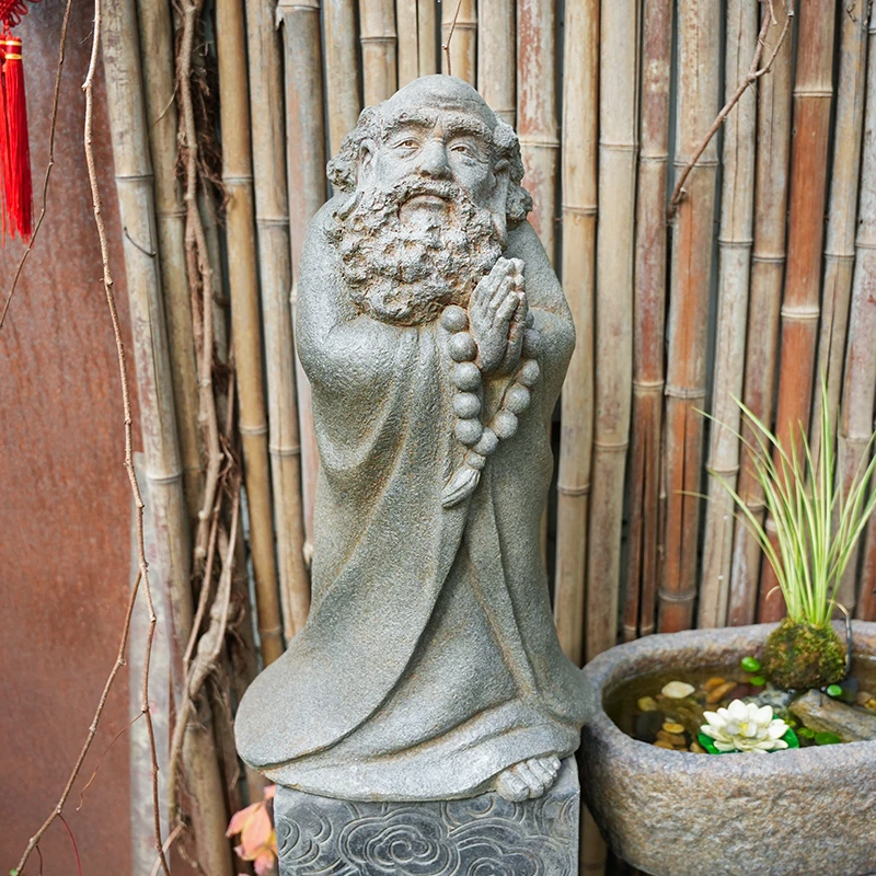 水磨坊禅意达摩人像中式庭院花园布置景观露台造景玄关装饰摆件