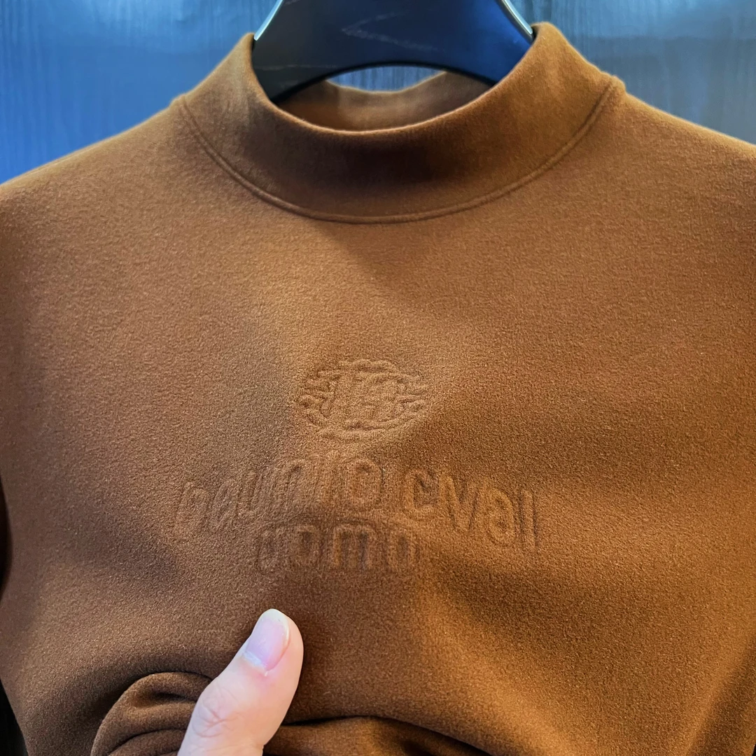 轻奢男士秋冬时尚半高领时尚打底衫长袖百搭纯色修身中领冬季T恤