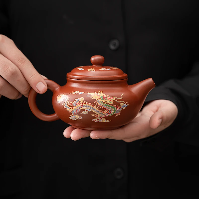 紫砂仿古壶遇热变色龙凤泡茶壶公司活动店铺开业LOGO礼品定制回礼