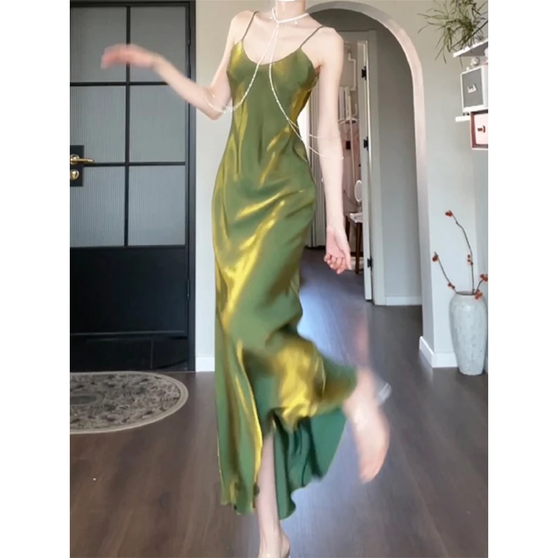 GJFDGood Job【翡羽绿】薄荷曼波垂坠感连衣裙绿色小众气质吊带长裙