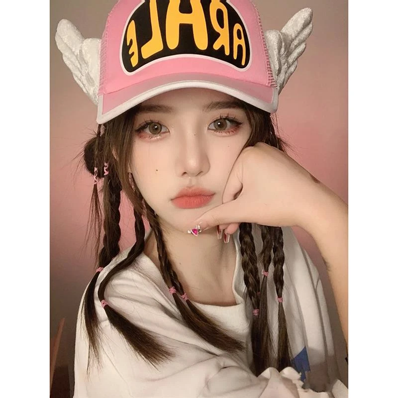 阿拉蕾同款鸭舌帽成人可爱天使帽翅膀春夏弯沿卖萌街拍户外遮阳帽