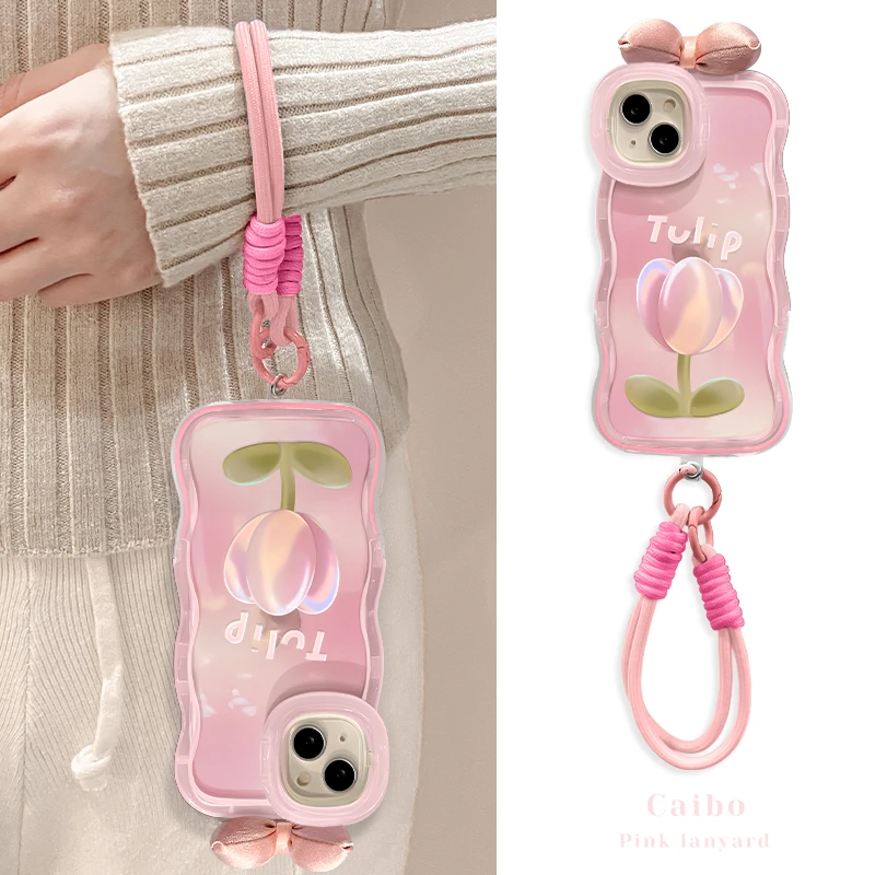 适用苹果16promax华为vivo女oppo小米香槟郁金香双支架ins手机壳