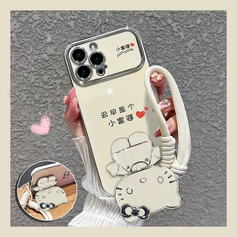 KT镜子支架适用苹果16pro/华为/vivo/oppo/小米电镀大视窗手机壳