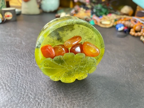 非金属吊坠 荷和美美荷塘月色小摆件原矿