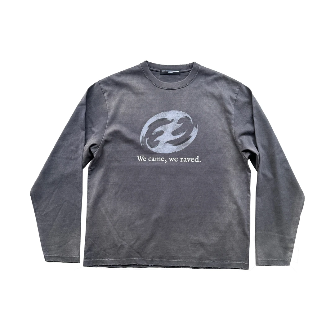 ceec laCEEC 24FW破损金属质感符咒印花做旧长袖T恤