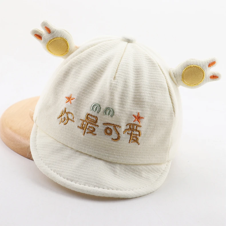 纯棉婴儿帽子春秋款0-3-6个月可爱软檐鸭舌帽遮阳薄款新生儿宝宝