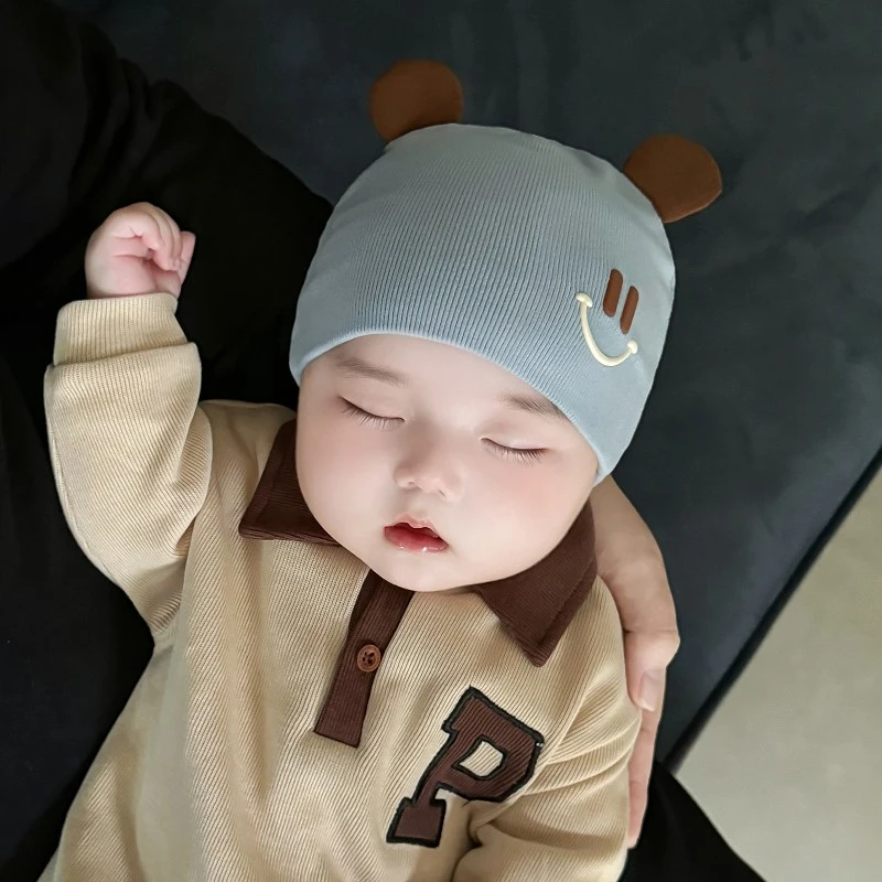 婴儿帽子秋冬季小月龄可爱护囟门纯棉帽满月帽春夹棉新生男女宝宝