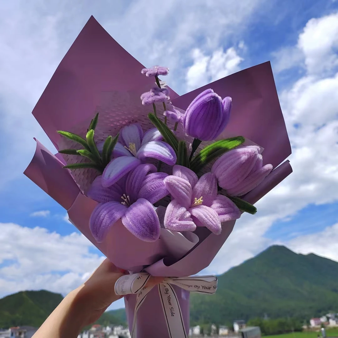 成品百合郁金香手工花束送情人节母亲节教师节老师朋友生日礼物