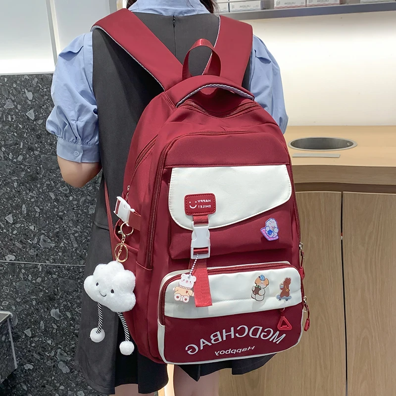 ins日系初中生高中学生书包女韩版校园百搭减负双肩包大容量背包