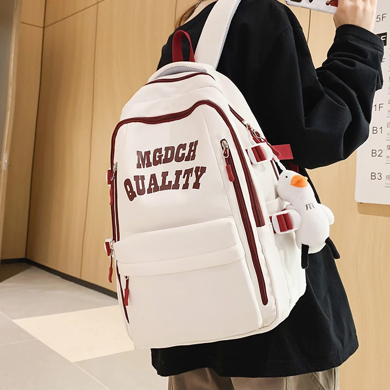 韩版ins书包女高中生初中生大容量双肩包简约百搭大学生电脑背包