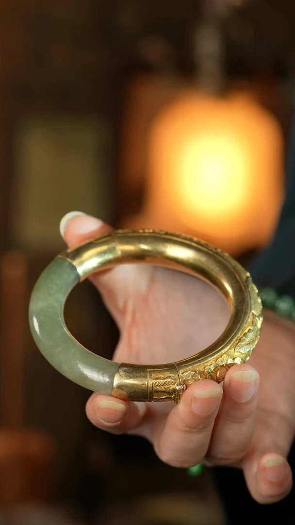 【闪购商品】翡翠手镯银S925镶嵌925银镶嵌翡翠开口手镯圈口60