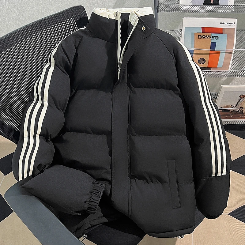 jtrt时尚三杠立领保暖棉衣秋冬季男女棉服防风拉链面包服休闲外套