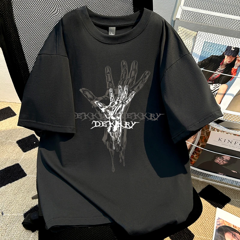 美式vibe卡通印花重磅短袖t恤男夏季街头嘻哈宽松纯棉打底衫上衣