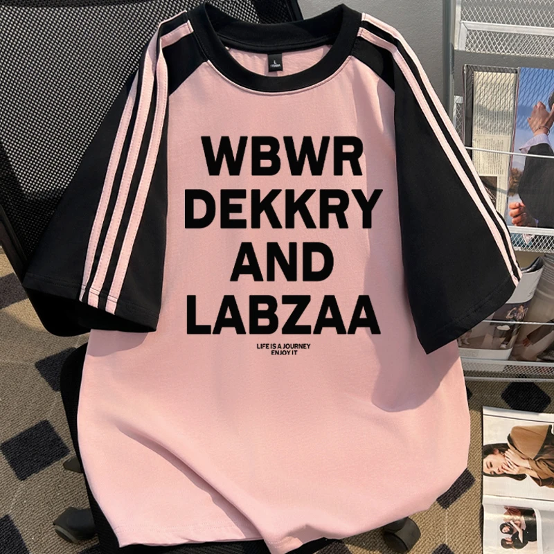 jtrt新款三杠条纹短袖t恤男女夏季学院风情侣潮牌宽松休闲上衣ins