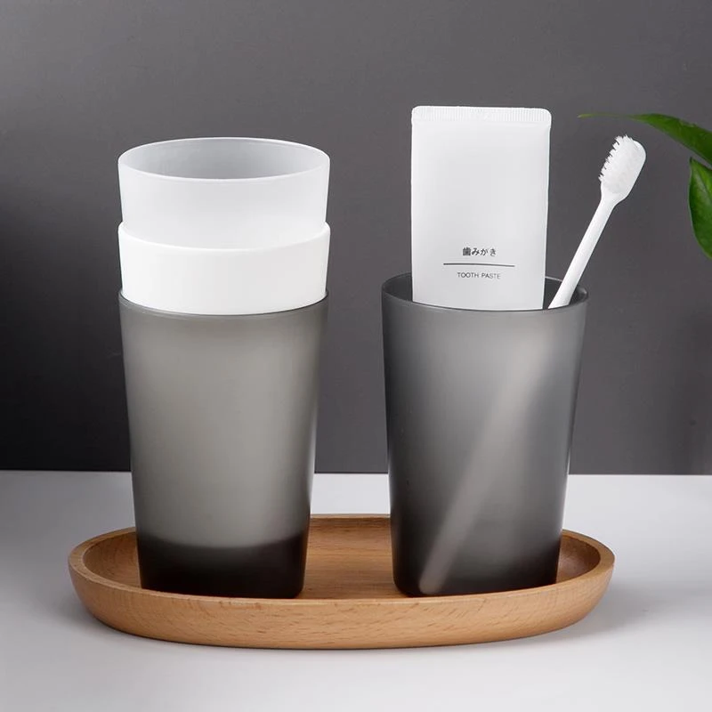 撘啵兔刷牙杯子素色简约家用个性情侣牙杯透明加厚塑料洗漱牙缸杯
