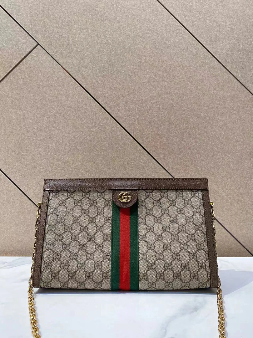 95新 GUCCI/古驰 帝爵鹏哥直播专享/老花夹子中号单肩包
