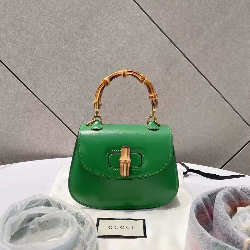 99新 GUCCI/古驰 帝爵奢品/99新/GUCCI/绿色竹节单肩包