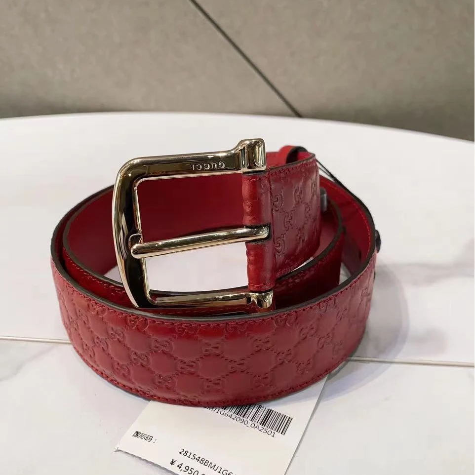 99新 GUCCI/古驰 帝爵奢品/99新/GUCCI/红色压花金针扣腰带/90码