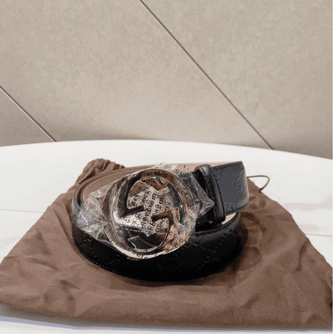全新未使用 GUCCI/古驰 帝爵奢品/全新/gucci/黑色压纹腰带/85码