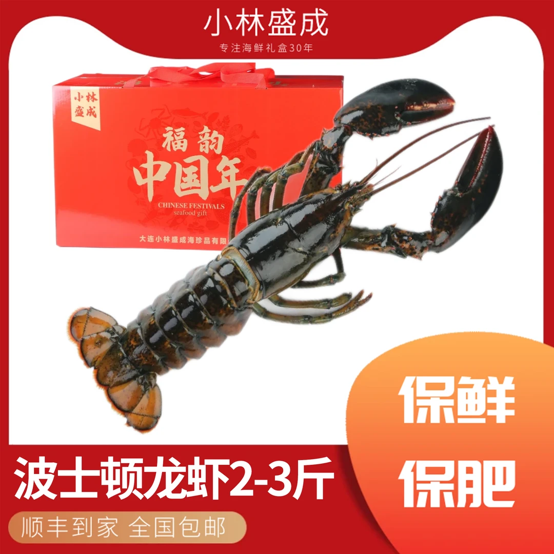 【小林盛成】波士顿龙虾生冻锁鲜2-3斤海鲜套餐礼盒顺丰发货