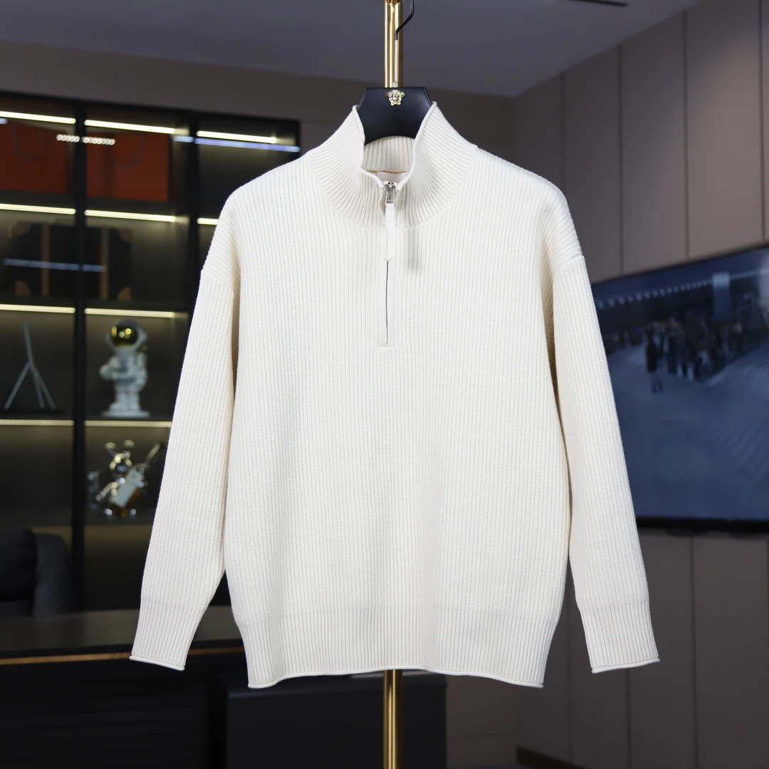 2024秋冬新款拉链净版针织衫高领毛衣24655