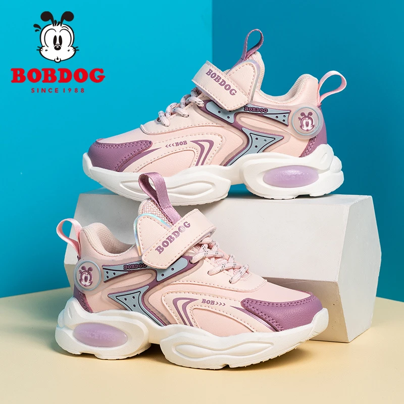 巴布豆春秋新款中大童皮面二棉网面休闲软底运动鞋26-37码5254