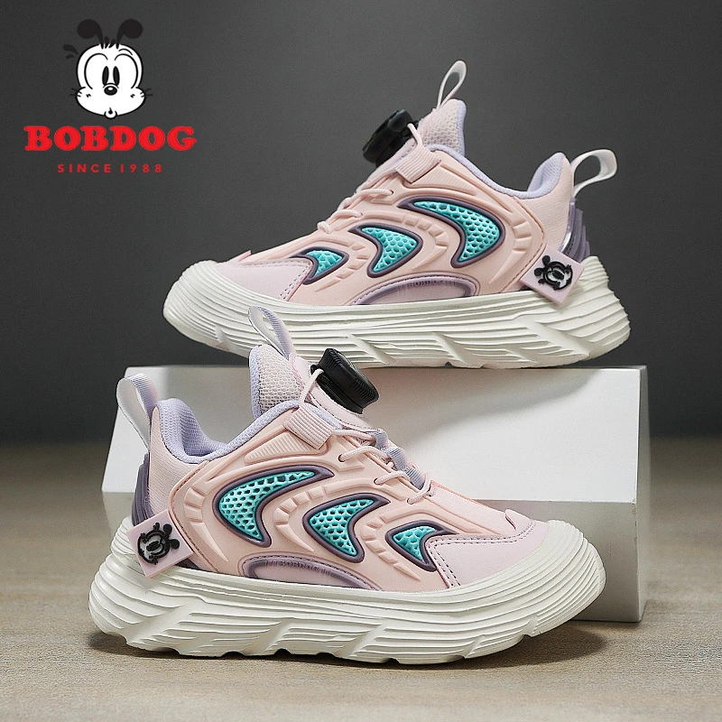 巴布豆女童运动鞋2025春秋新款防水皮面时尚公主防滑耐磨儿童鞋子