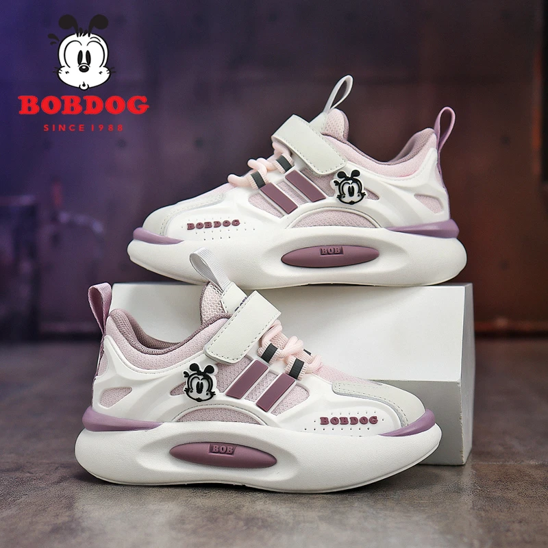 巴布豆女童鞋2024春秋新款透气网面软底防滑儿童运动鞋皮面鞋5071