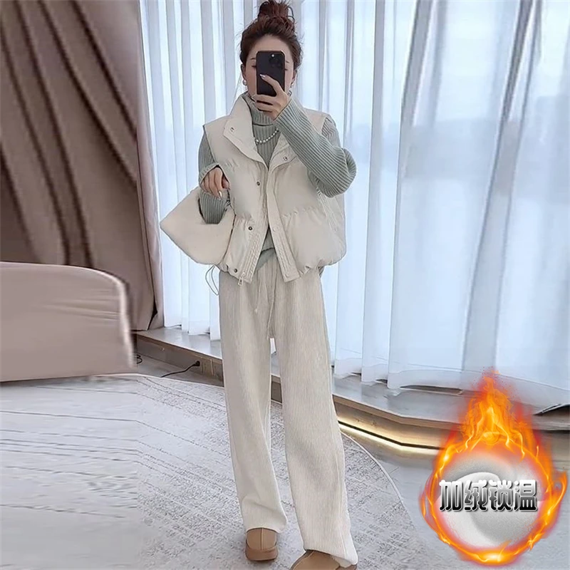 2026春季新款休闲穿搭一整套女装时尚潮流马甲针织衫休闲裤三件套