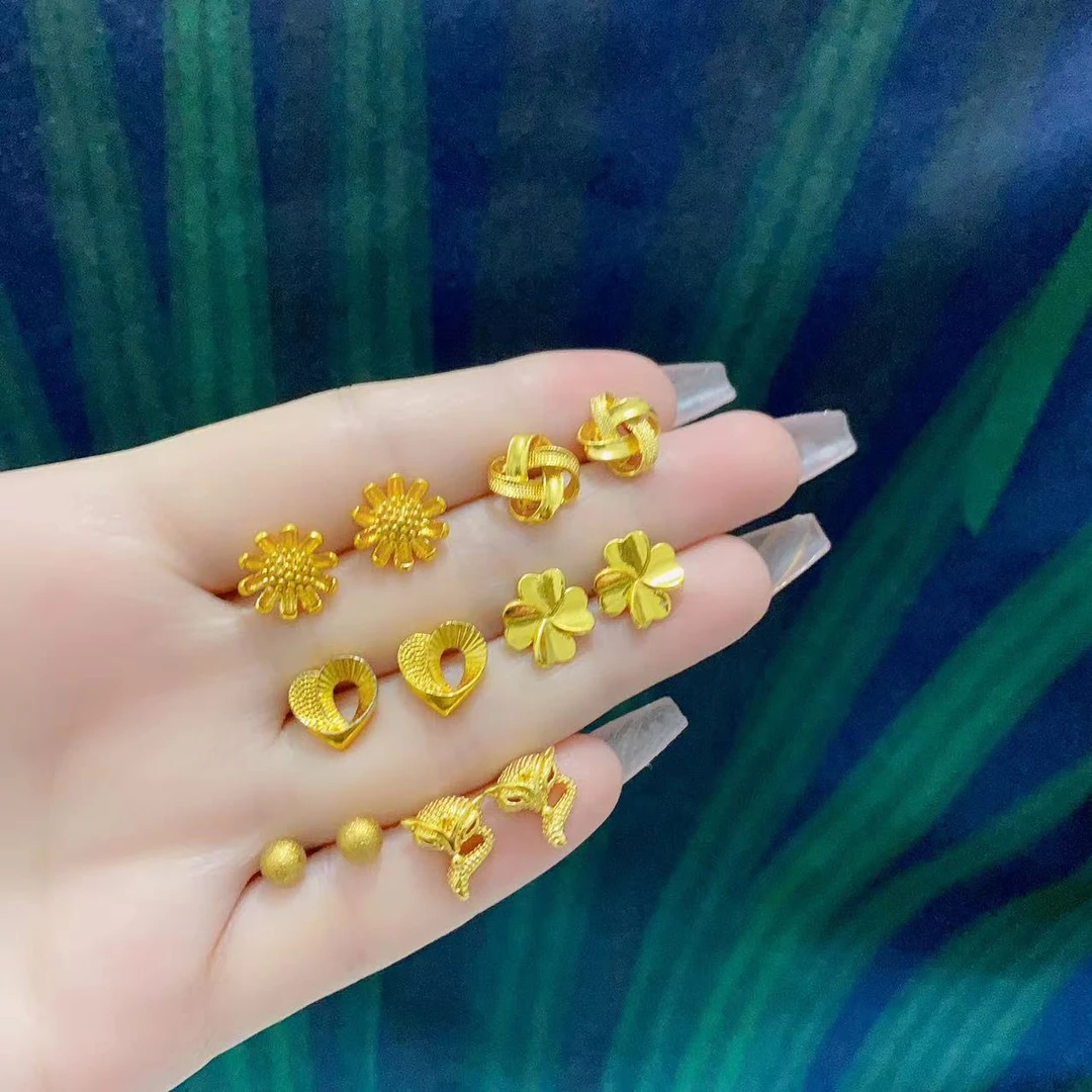 露茵 钛钢耳饰 精致百搭2023新款耳钉时尚 金色精美气质素款女款