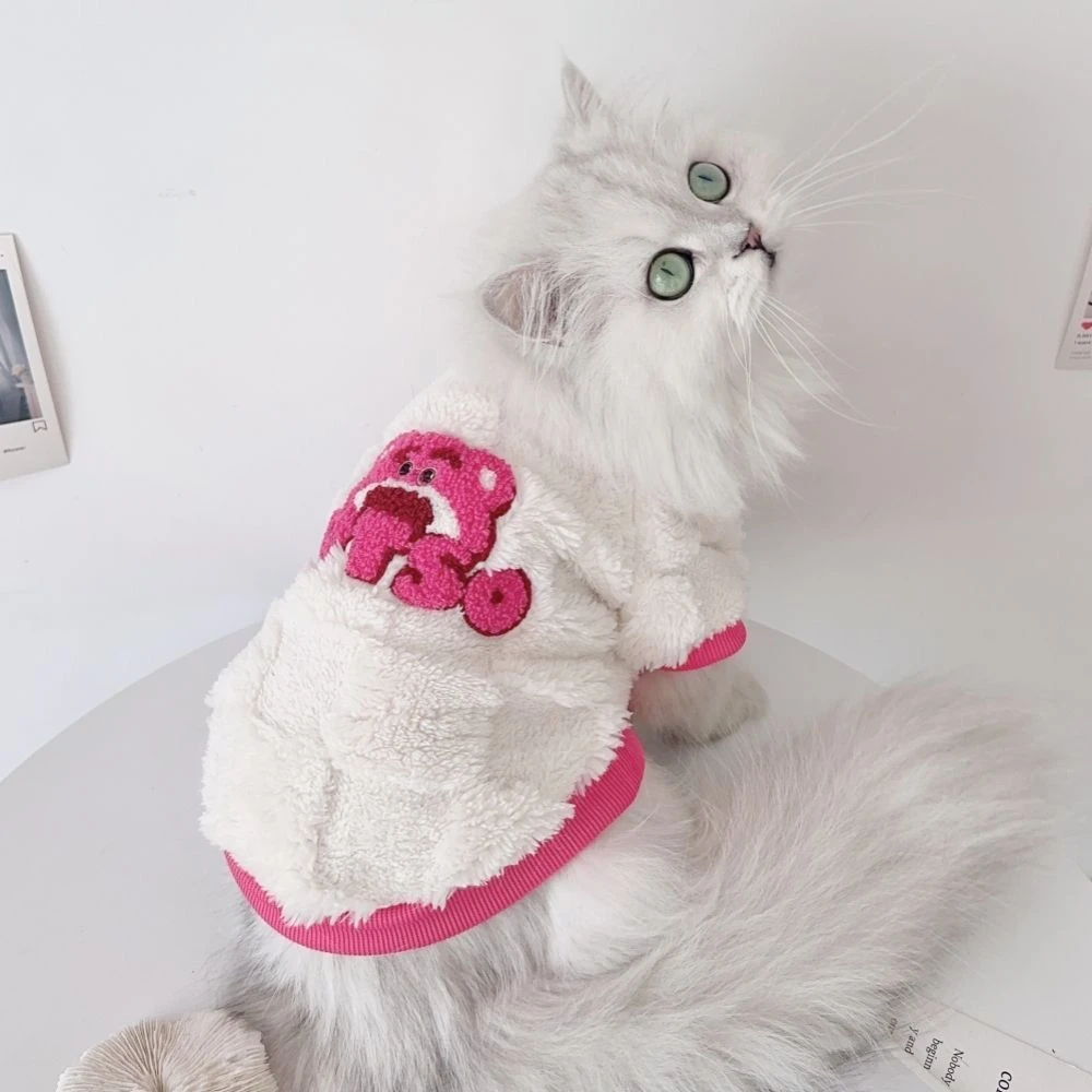 猫咪衣服秋冬款小型犬泰迪保暖两脚双面绒小小宠物狗狗毛绒卫衣