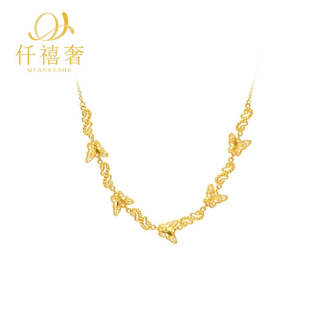 【仟禧奢】足金繁华蝴蝶项链时尚百搭精致经典节日礼物送女友送妈妈