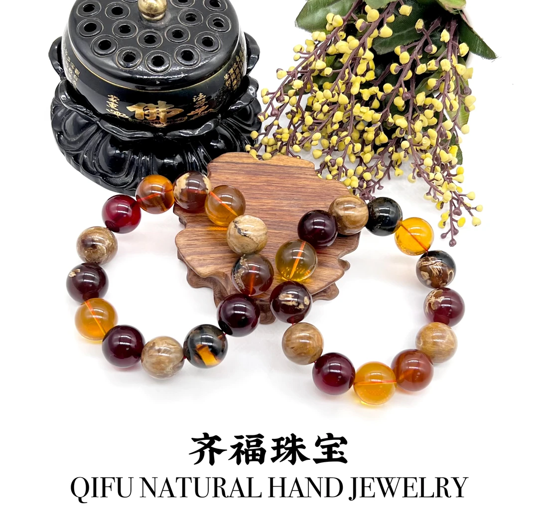 【齐福珠宝】18mm天然琥珀缅甸多宝手串（多样性发其一）