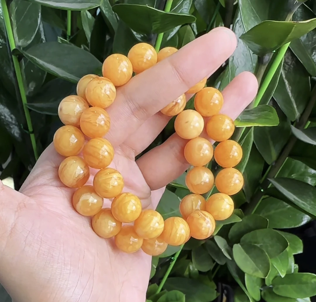 【齐福珠宝】12mm丹麦超顶蜜蜡花蜡圆珠手串（多样性发其一）