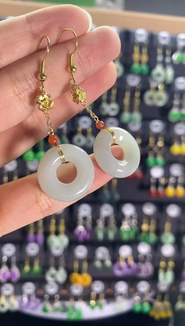 【闪购商品】翡翠耳饰银S925镶嵌018