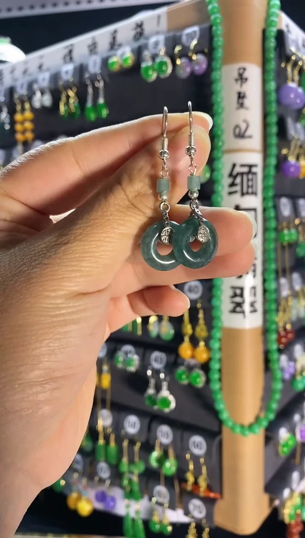 【闪购商品】翡翠耳饰银S925镶嵌017....