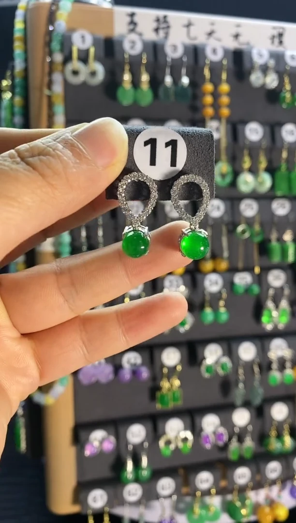 【闪购商品】翡翠耳饰银S925镶嵌11....