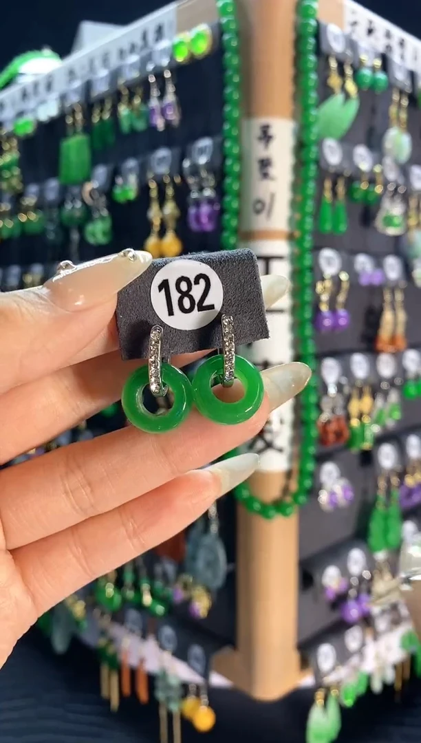 【闪购商品】翡翠耳饰银S925镶嵌182..
