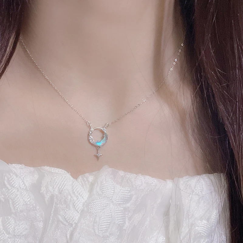 坠链均925银合成锆石 新款湾星河锁骨链520七夕节生日礼物送女友